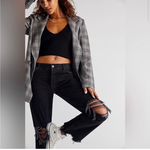 Free People Maggie Mid Rise Jeans. Color: Black - Picture 2 of 8